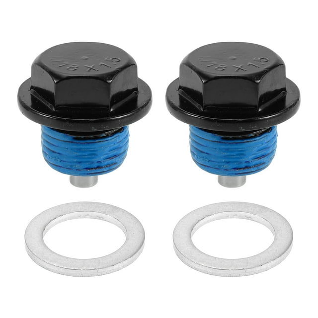 Tapón de drenaje de aceite universal Unique Bargains, anti fuga, tornillo de drenaje de aceite de aluminio, 2 juegos con junta, negro, azul, magnético M18x1.5
