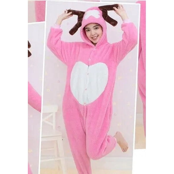 Barato Dhl adulto invierno rosa Chopper pijamas Kigu Onesie disfraz ropa de casa para Halloween día de Navidad Kigu