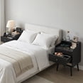 thumbnail image 5 of LEDREM Mid-Century Nightstand Set of 2 with Hidden Drawers, Bedside Tables with Solid Wood Legs, 15.7x19.7x27.4 Inches, Ebony Black, 5 of 6