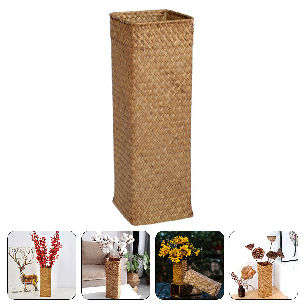 Tall Wicker Vase Flower Vase Woven Flowers Bottle Rustic Dry Flowers Container Decorative Flower Bottle For Home Office - image 3 of 8