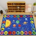 thumbnail image 3 of Kids Rug Outer Space Carpet for Playroom, ABC Educational Learning Area Rug, Non-Slip Solar System Road Play Play Rug for Kids Bedrooms, Classroom, Nursery Room Decor (Blue, 78.7X59 INCH), 3 of 8