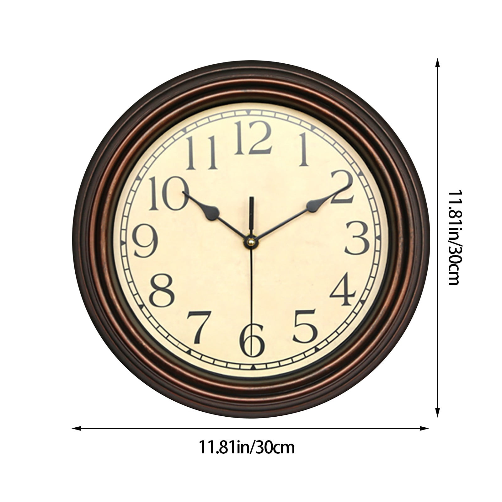 Clearance! Dusknt Clock Clearance Sale! Retro Silent Non Ticking Round Classic Clock Quartz Decorative Battery Operated Wall Clock for Living Room Kitchen Home 12 Inch Bronze, Clock