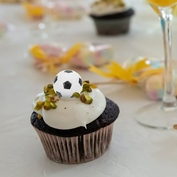 Hytrove 10pcs Soccer Themed Birthday Cake Decorations Vinyl Toppers for Party Celebrations and Kids Events