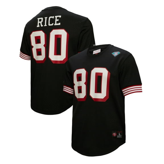 Men's Mitchell & Ness Jerry Rice Black San Francisco 49ers Retired Player Name & Number Mesh Top