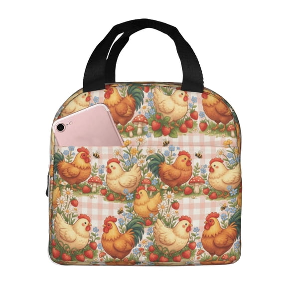 Chicken Lunch Bag Lunch Box For Women Men, Reusable Insulated Lunch Tote Bag, Thermal Cooler Sack Food Handbags High Capacity For Work Travel Picnic