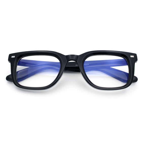 Classic Narrow Rectangle Horn Rim Blue Light Filter Computer Glasses [Black]