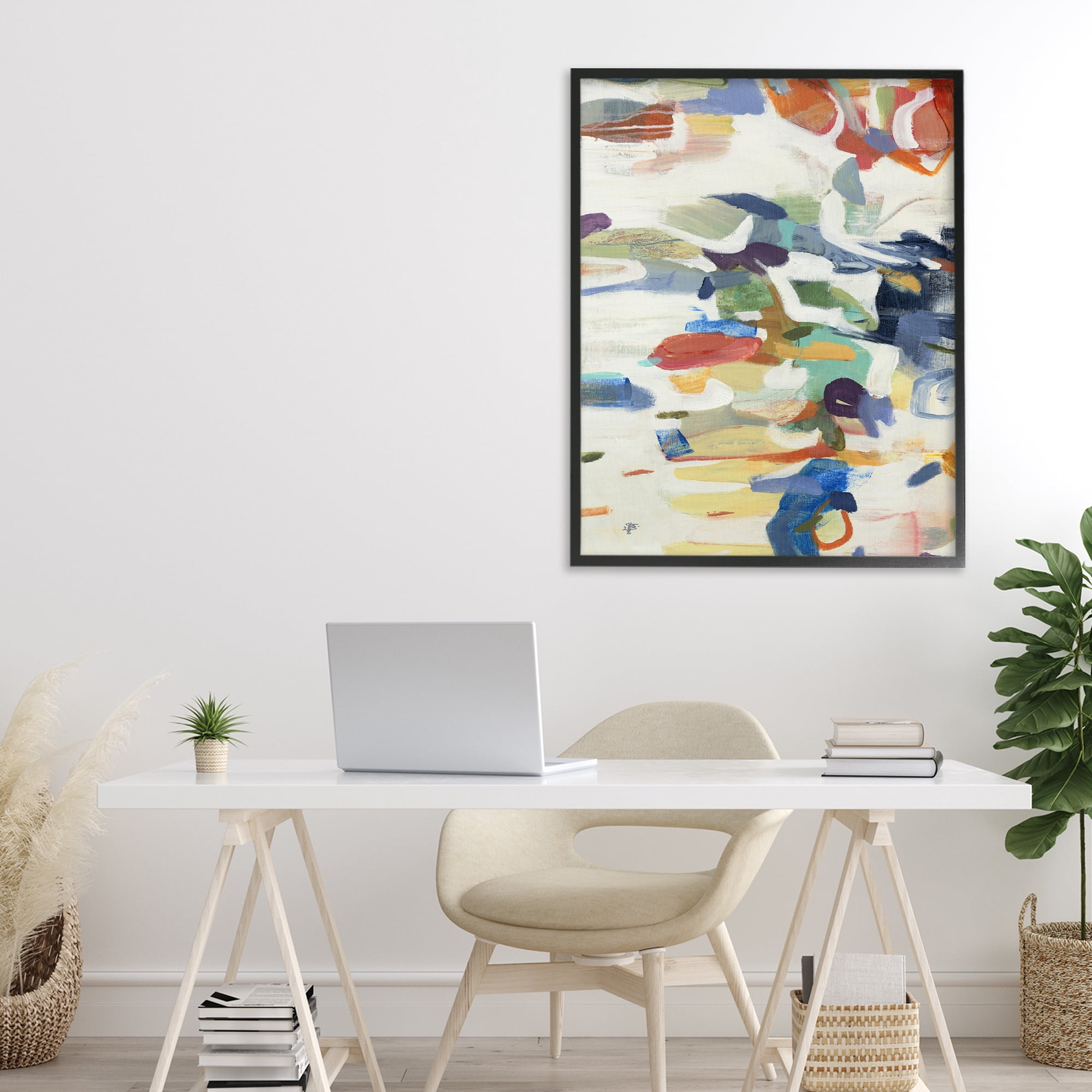 Stupell Industries Primary Hued Abstraction Black Framed Giclee Art, design by Lisa Ridgers
