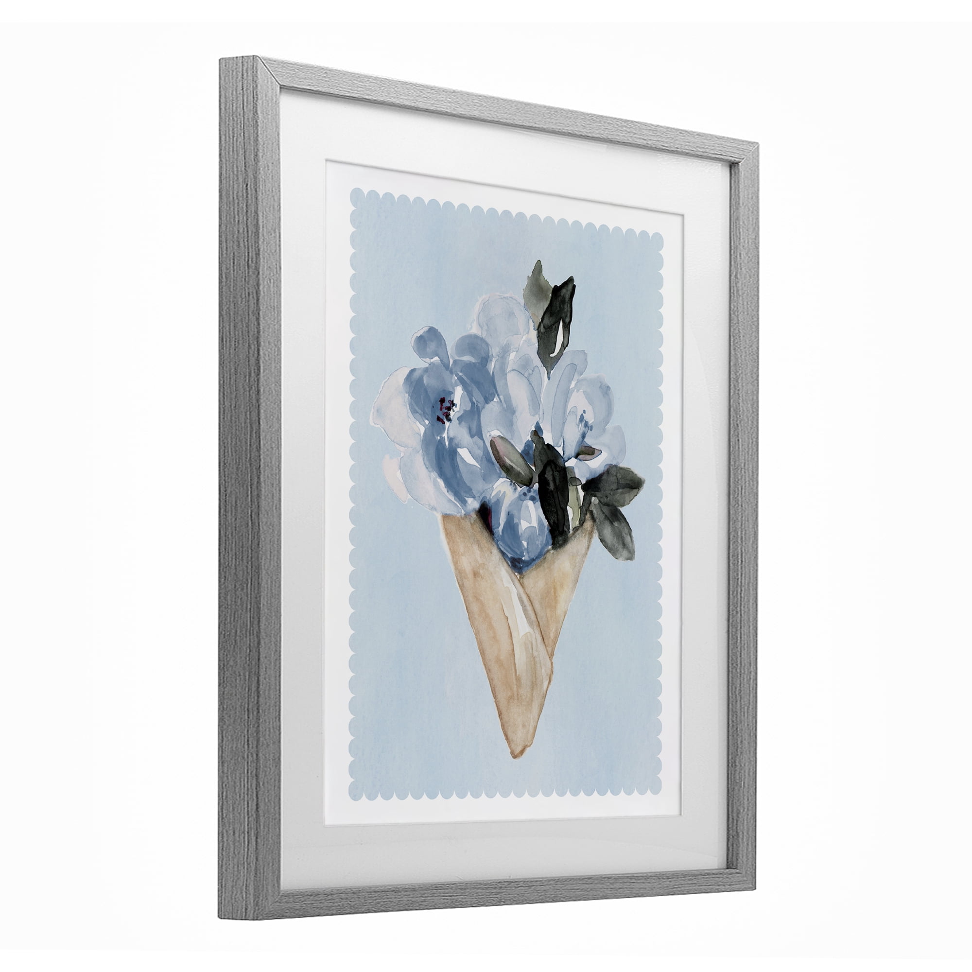 Stupell Industries Blue Flower Gift Bouquet Gray Framed Print Under Glass, design by Elizabeth Medley