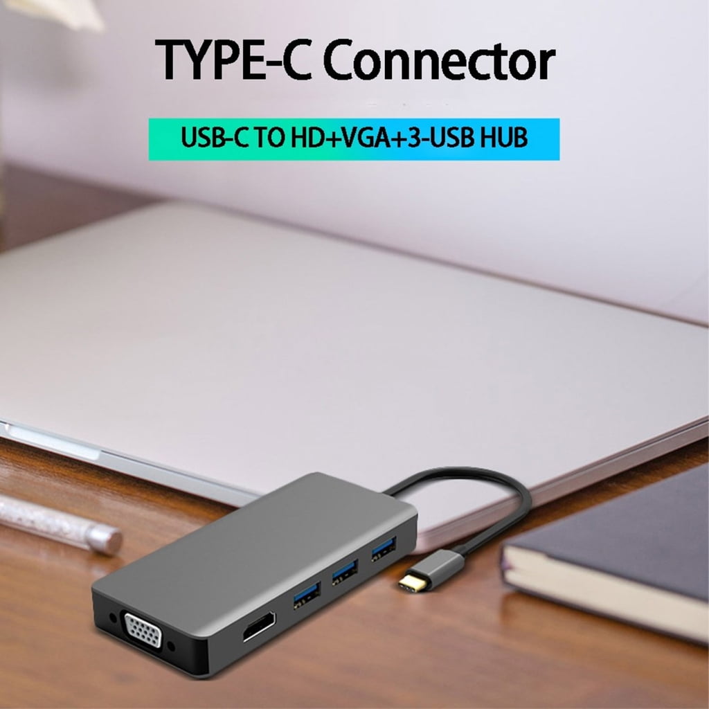 Zeiwohndc USB C HUBs Type C to Video VGA Adapter USB Expansion for Office Connectivity