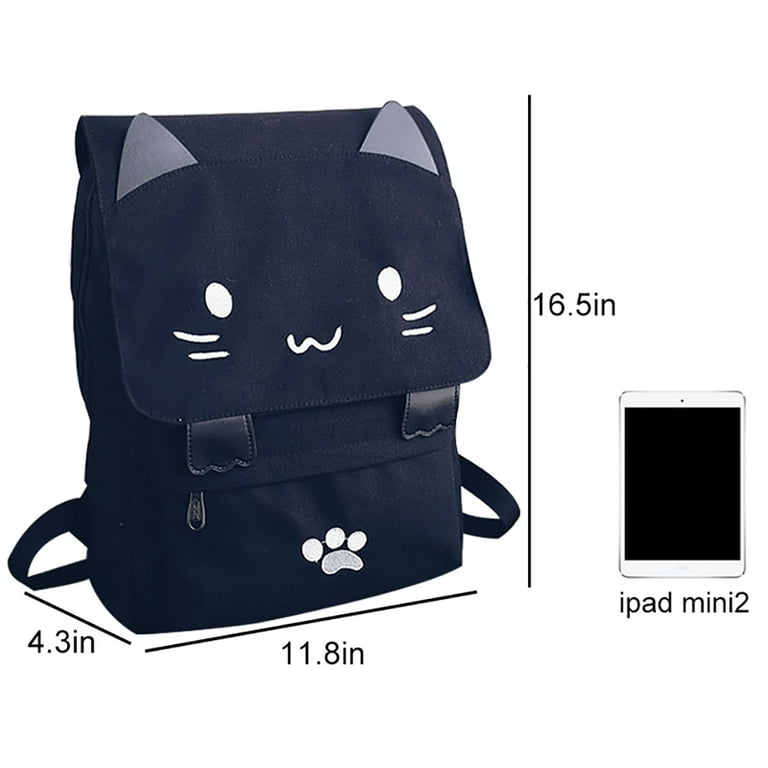 Canvas Backpack, Cartoon Cute Cat Casual Backpack Laptop Backpack School  Travel Black Backpack Bag for Student Girls Women - Walmart.com