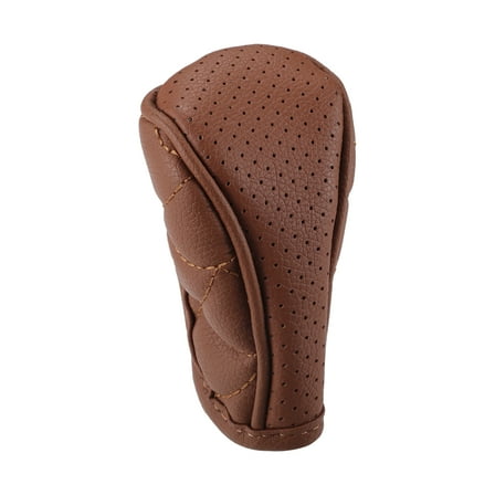 Car Shift Knob Cover Universal Vehicle Interior Shift Gear Cover Zipper Style Faux Leather Brown