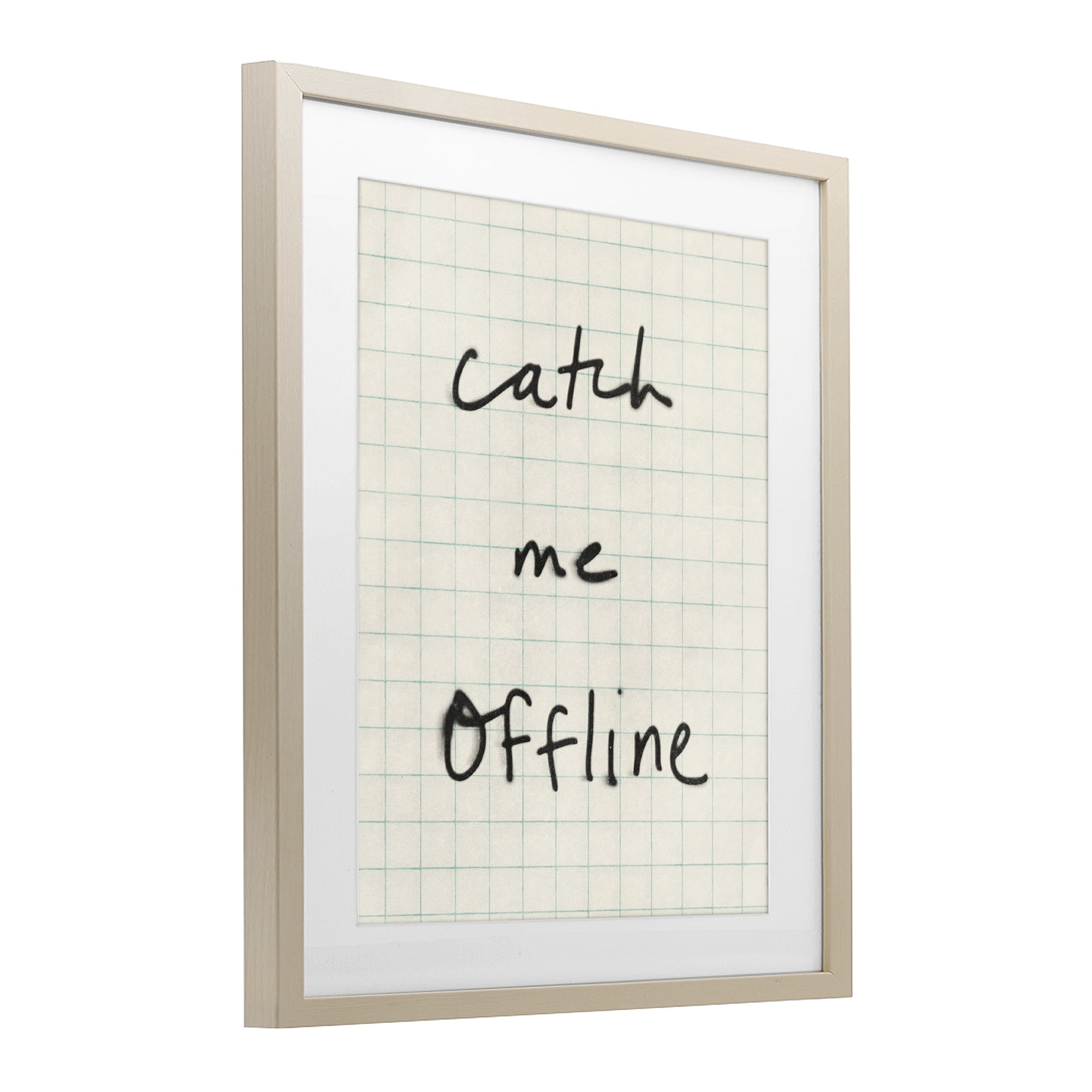 Stupell Industries Catch Me Offline Scrawl Birch Framed Print Under Glass, design by Victoria Barnes
