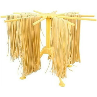 Collapsible Pasta Drying Rack- Plastic Household Noodle Stander with 10 Arms(Yellow)