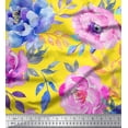 thumbnail image 1 of Soimoi Yellow polyester Crepe Fabric Leaves & Floral Printed Craft Fabric by The Yard 52 Inch Wide, 1 of 3