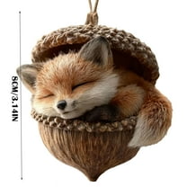 Kumdkd Resin Forest Animal Ornaments, Hazelnut Sleeping Critters Christmas Tree Decor Set with Fox, Owl, Bunny, Hedgehog, Woodland Theme Holiday Decoration for Nature Lovers, 3.14 Inch