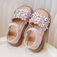 thumbnail image 5 of Wuxian Toddler Shoes Open Toe Princess Flat Sandals Comfortable Adjustable Hook And Loop Strap Casual Summer Outdoor Play Shoes Soft Sole Slides,Pink,4-4.5 Years, 5 of 6