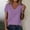 Purple, variant on Women's Casual Short Sleeve V Neck Top Loose Fit Ruched Bust Detail Solid Color Summer Blouse Purple