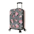 thumbnail image 1 of Betsey Johnson Designer 20 Inch Carry On - Expandable (ABS + PC) Hardside Luggage - Lightweight Durable Suitcase With 8-Rolling Spinner Wheels for Women (Stripe Roses), 1 of 2