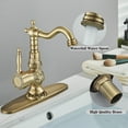 thumbnail image 5 of ZAMERY Antique Brass Bathroom SinkFaucet Vanity Swivel Spout Mixer Tap and Pop Up Drain with Overflow, 5 of 6