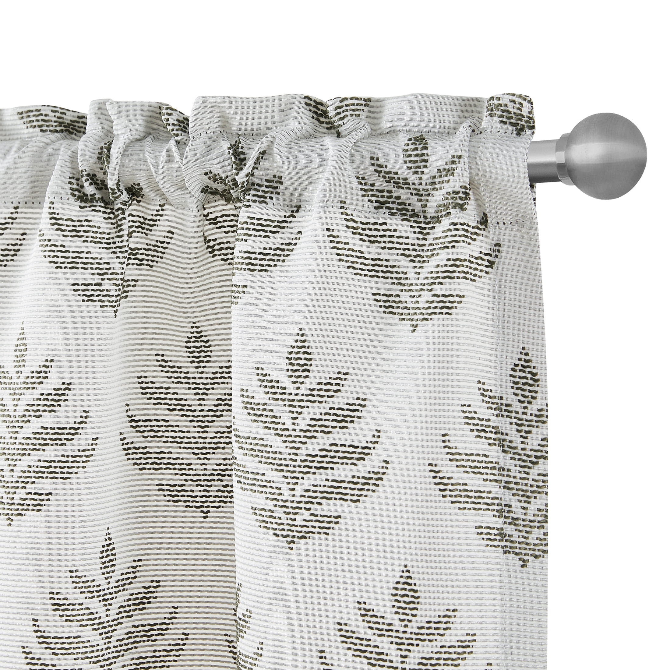 Better Homes & Gardens Rowan Jacquard Kitchen Curtain Tiers and Valance, 3-Piece Set, Ivory Green, 60" W x 36" L
