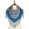 thumbnail image 2 of 100% Wool Wrap Shawl Nightingale Blue Pavlovo Posad Woolen Shawl 35 х 35-inch Fashion Shawl for Women, 2 of 3