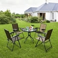 thumbnail image 4 of Costway Ensemble Bistro d'Extérieur 5 Pcs Table en Verre Mobilier de Patio avec 4 Chaises Ajustables, 4 of 10