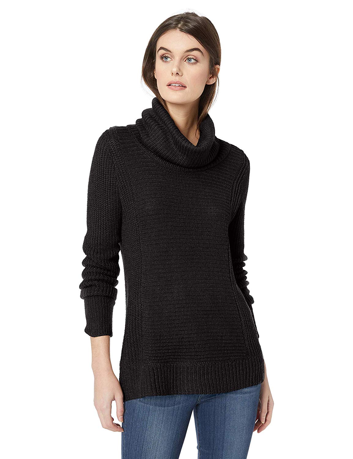 black cowl neck sweater
