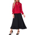 thumbnail image 2 of INSPIRAR CHIC Blusa Victoriana para Mujeres Vintage con Volantes de Manga Larga Camisa Gótica Botón Arriba Tops M Rojo Oscuro, 2 of 5
