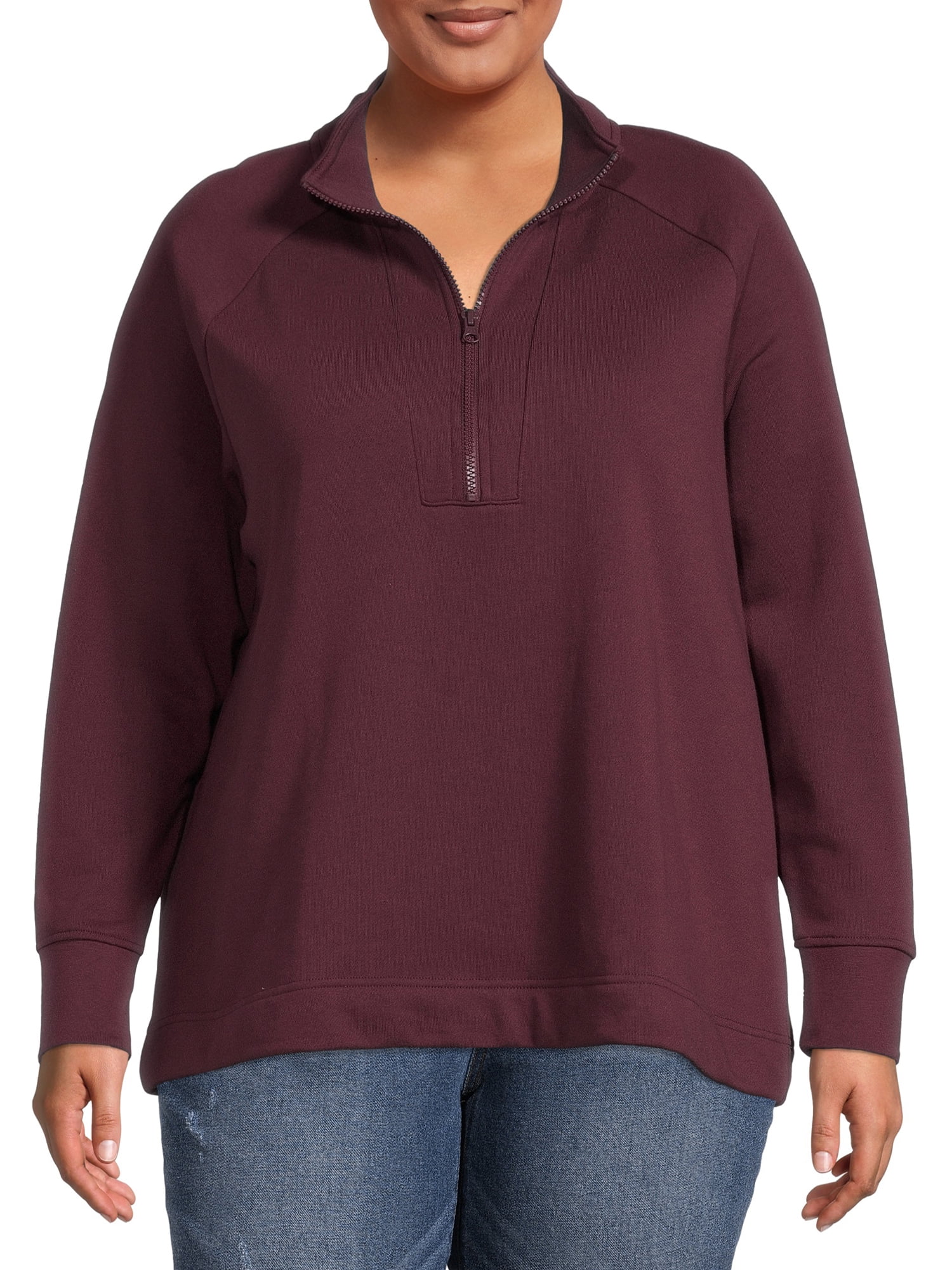 Terra & Sky Women's Plus Size Quarter-Zip Sweatshirt