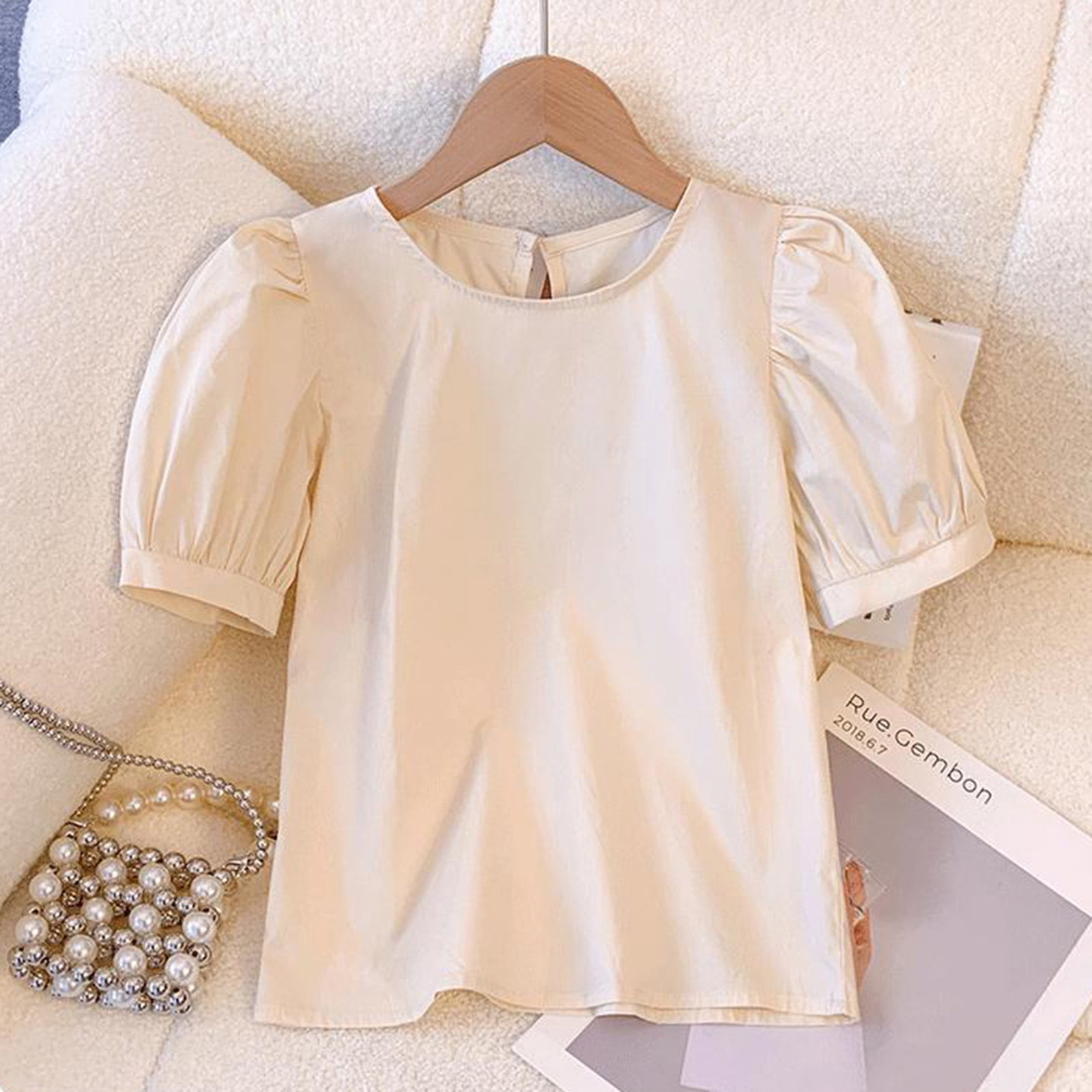 Fall Outfits Girls Kids Dress Outfits Short Sleeve Tops Suspender Skirt Set 2Pcs Baby Fall Clothes Khaki 8 Years-9 Years
