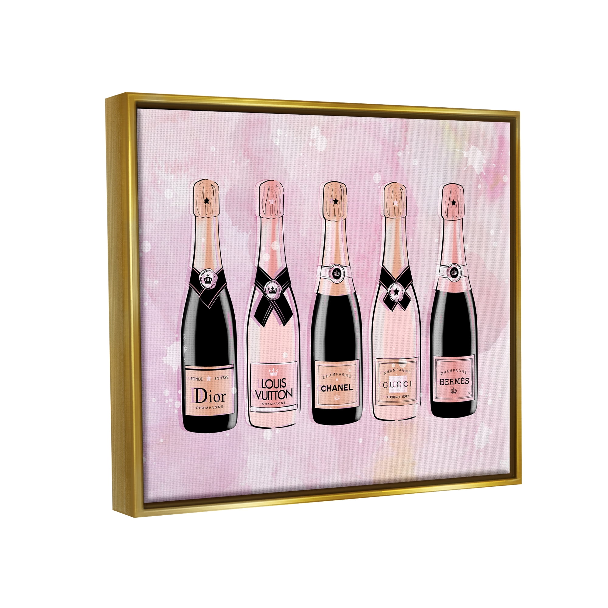 Stupell Industries Assorted Champagne Bottles Trendy Pink Paint