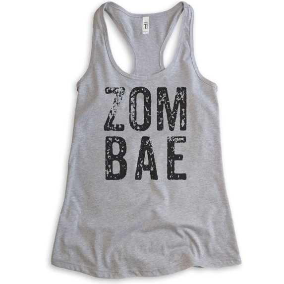Zombae Tank Top, Ladies Racerback Tank Top, Halloween Tank, Funny Zombie Tank, Bae Tank, Heather Gray, Small