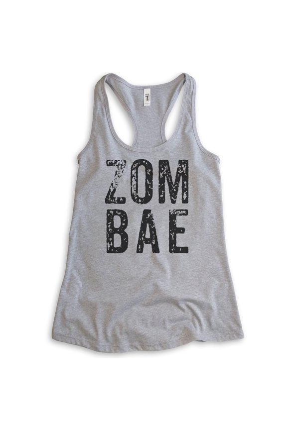 Zombae Tank Top, Ladies Racerback Tank Top, Halloween Tank, Funny Zombie Tank, Bae Tank, Heather Gray, Small