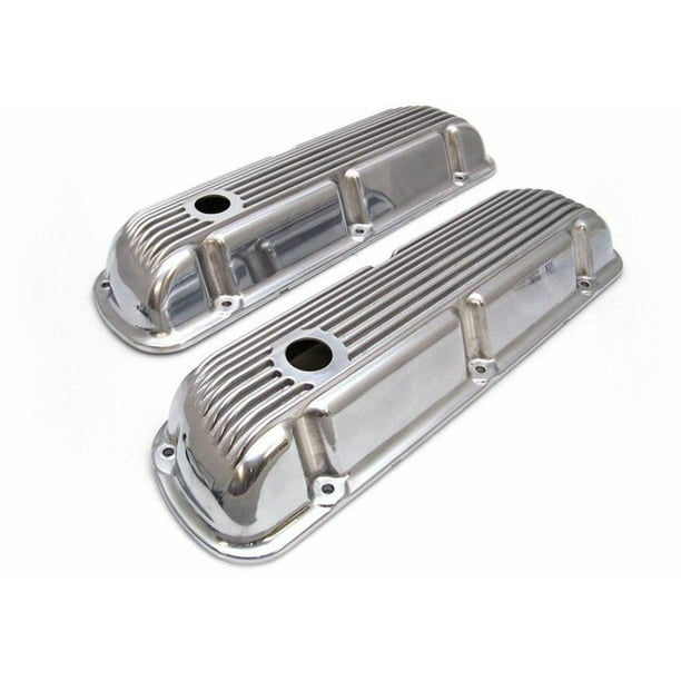 Vintage Finned Valve Covers w/ Breather HolesSmall Block Ford Windsor