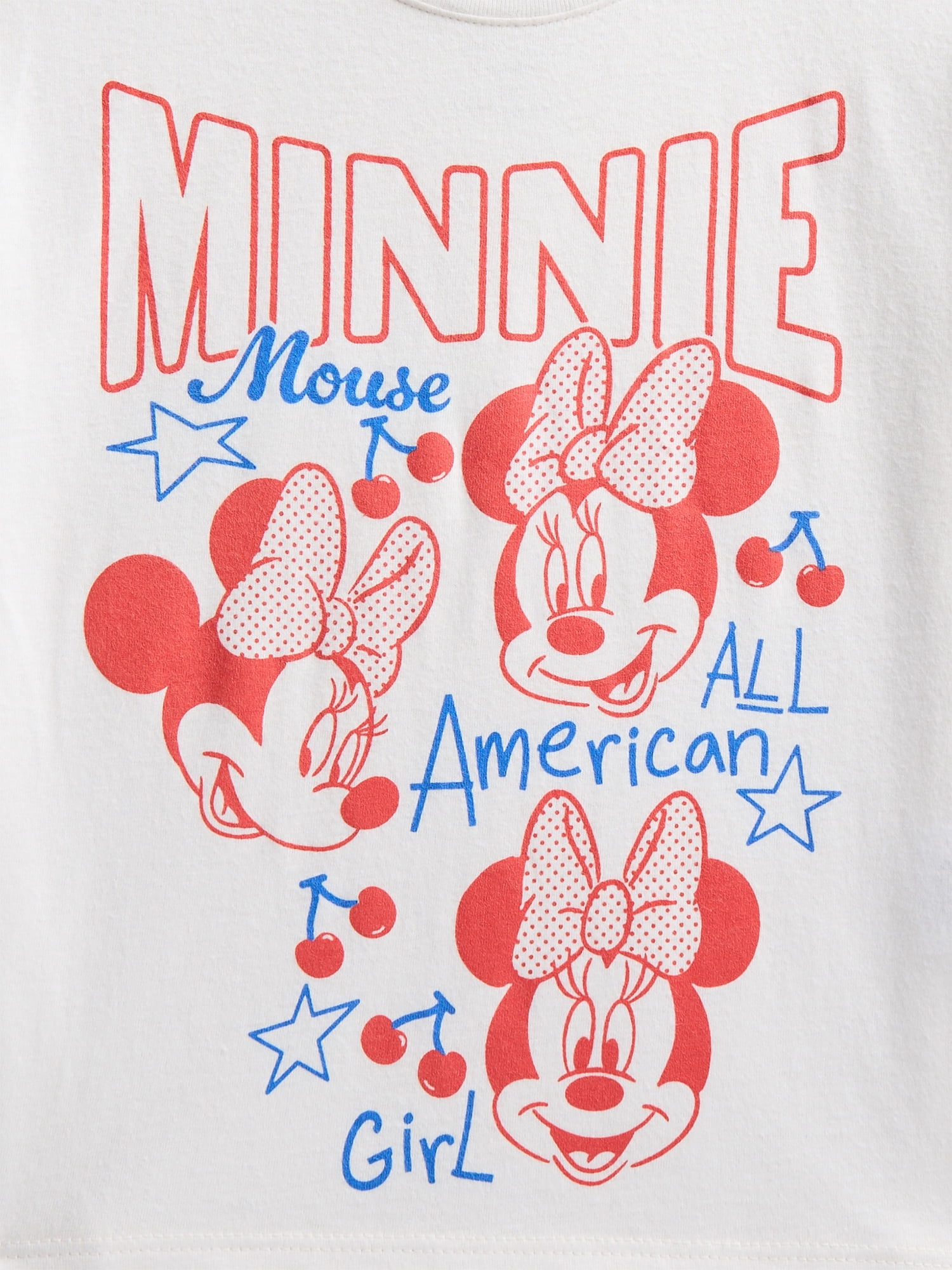 Minnie Mouse Toddler Graphic Patriotic Americana Americana Crewneck Tee with Short Sleeves, Sizes 12M-5T
