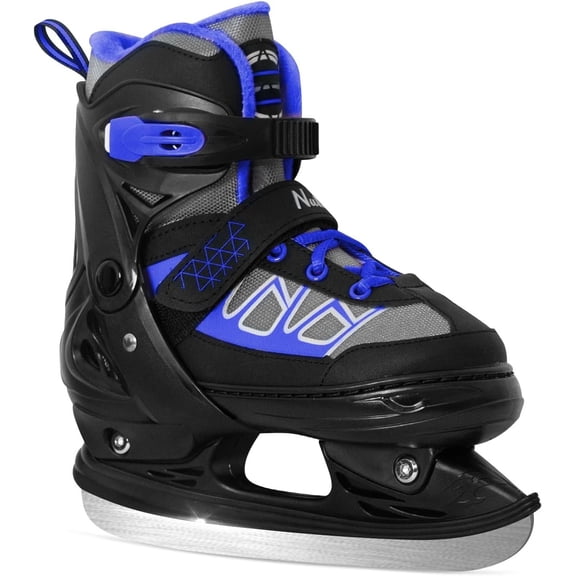 Ice Skates for Boys and Girls -Adjustable Blue,Black,, Ice Hockey Skates,Warm and Soft Plush Lining and Ankle Support