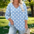 thumbnail image 2 of Plus Size V Neck Tops for Women Trendy Polka Dots Print Graphic Tee Shirt Loose Fit Summer Fall Spring Tshirts (4XL, Sky Blue), 2 of 6