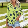 thumbnail image 5 of Kezqiaxn Blouses for Women Dressy Casual Fashion Ruffled 3/4 Sleeve V-Neck Button Up Shirt Loose Summer Tops 2026, 5 of 5