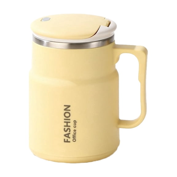 Stainless Insulated Tea Mug with Lid & Handle, 600ml - Durable Coffee Cup with Tea Strainer for Hot & Cold Beverages, Perfect for Office, Travel & Home Use Yellow