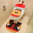 thumbnail image 4 of 3 Piezas Funda de Asiento de Inodoro de Navidad Decoraciones Navideñas Tapa de Inodoro para Tanque y Alfombrilla de Baño Juego de Decoración, Decoración de Fiesta (Alce de Navidad) Rojo Verde, 4 of 5