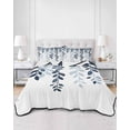 thumbnail image 2 of Quilts Twin Size Bedding Set, Navy Blue Ombre Botanical Lightweight Quilted Comforter, Watercolor Pastoral Leaf Soft Reversible Bedspread Coverlet with Pillow Covers for All Season, 68" x 86", 2 of 7