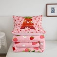 thumbnail image 5 of meiyoeat Strawberry Floral Monogram A Full Size Comforter Sets,3D Cartoon Cute Fruit Bedding Comforter Set For Girl,Pink Reversible,3pcs,1 Comforter and 2 Pillowcases, 5 of 7
