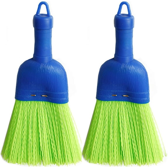 Whisk Broom, 2PCS Plastic Hand Broom with Thick Bristle, Mini Broom with Hang Holes, Hand Broom Brush for Tabletops, Windowsills, Corners, Furniture, Small Broom