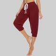 thumbnail image 2 of AINIYS Mid Rise Multi Pocket Cargo Capris Pants for Women Outdoor Hiking Casual Wine S, 2 of 6