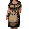 thumbnail image 2 of Chimpanzee face of a stern chimpanzee. Color version. Loose Pocket Dress dress for woman beach dress, 2 of 6