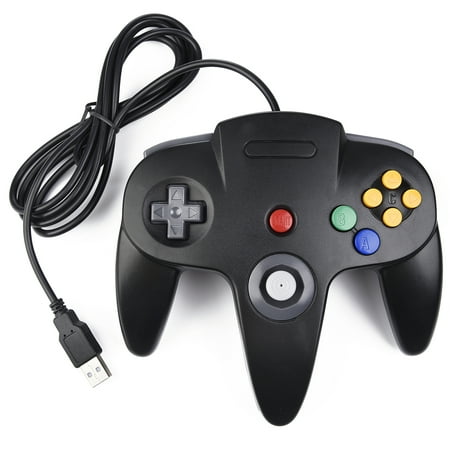 LUXMO USB N64 Controller, N64 Wired USB PC Gamepad Joystick for Windows PC MAC Linux Raspberry Pi 3 Genesis Higan (Black)