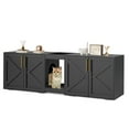 thumbnail image 1 of Meuble Cache-Litière Double pour Chat de 55 Pouces avec Deux Compartiments, Armoire de Salle de Bain Cachée avec Ventilation et Tablette de Rangement, Table d'Appoint Multifonctionnelle Meuble Télé pour 2 Chats, 330 Lb, Noir Blanc, 1 of 6