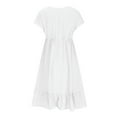 thumbnail image 4 of Lovskoo 2024 Spring Dresses for Women 2024 Dresses Short Sleeve V Neck Drawstring Casual Ruffle A-Line Mini Dress White, 4 of 9