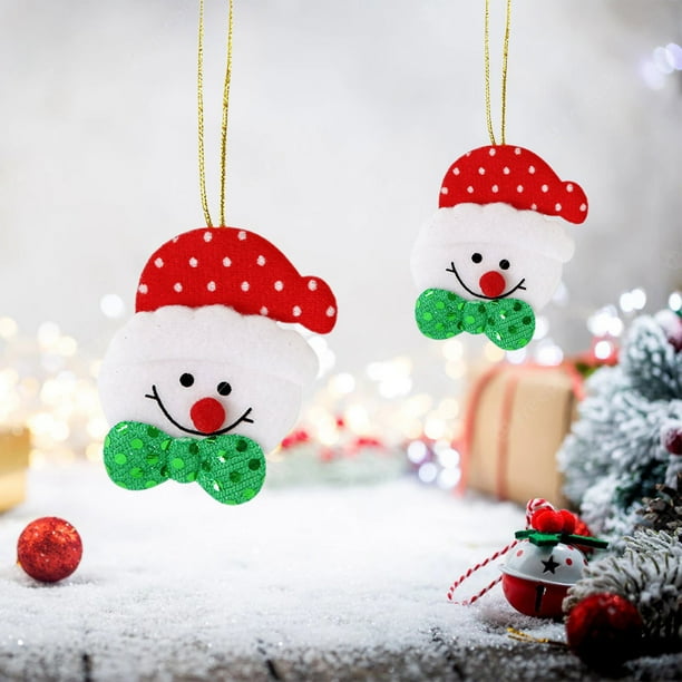 Adorno navideño con forma de ciervo, muñeco de nieve y árbol de Navidad, colgante con forma de pentagrama de Papá Noel, pequeños adornos colgantes, colgante de vehículo de peluche.