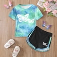 thumbnail image 2 of felwors Girls Summer Outfits 2Pcs Kids Clothes Girls Tie Knot Front Tops T-Shirts and Casual Short Sets 4-7Y (6-7 Years,Light Green), 2 of 6